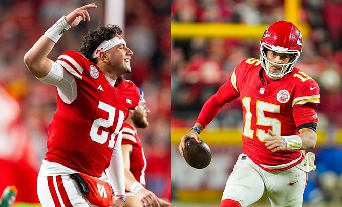 Clone Dylan Raiola gives a shoutout to "OG" Patrick Mahomes while attending Chiefs' clash Jim Harbaugh's Chargers