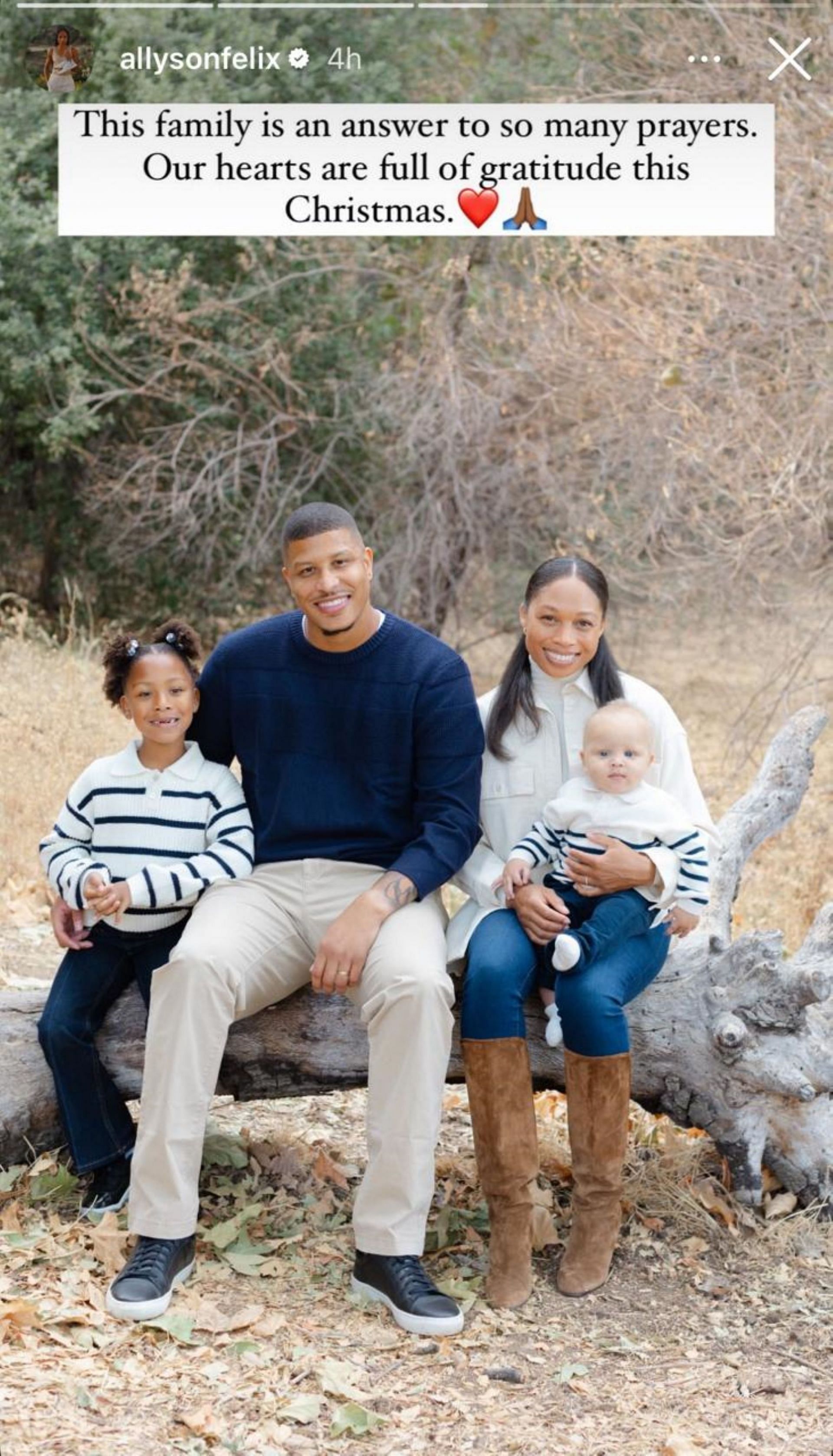 Allyson Felix and her family on Christmas; Instagram - @allysonfelix