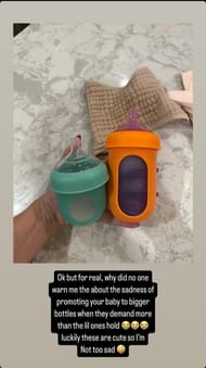 Amanda Wallace's bittersweet reaction on switching to bigger milk bottles (Source: @amandawallace via Instagram)