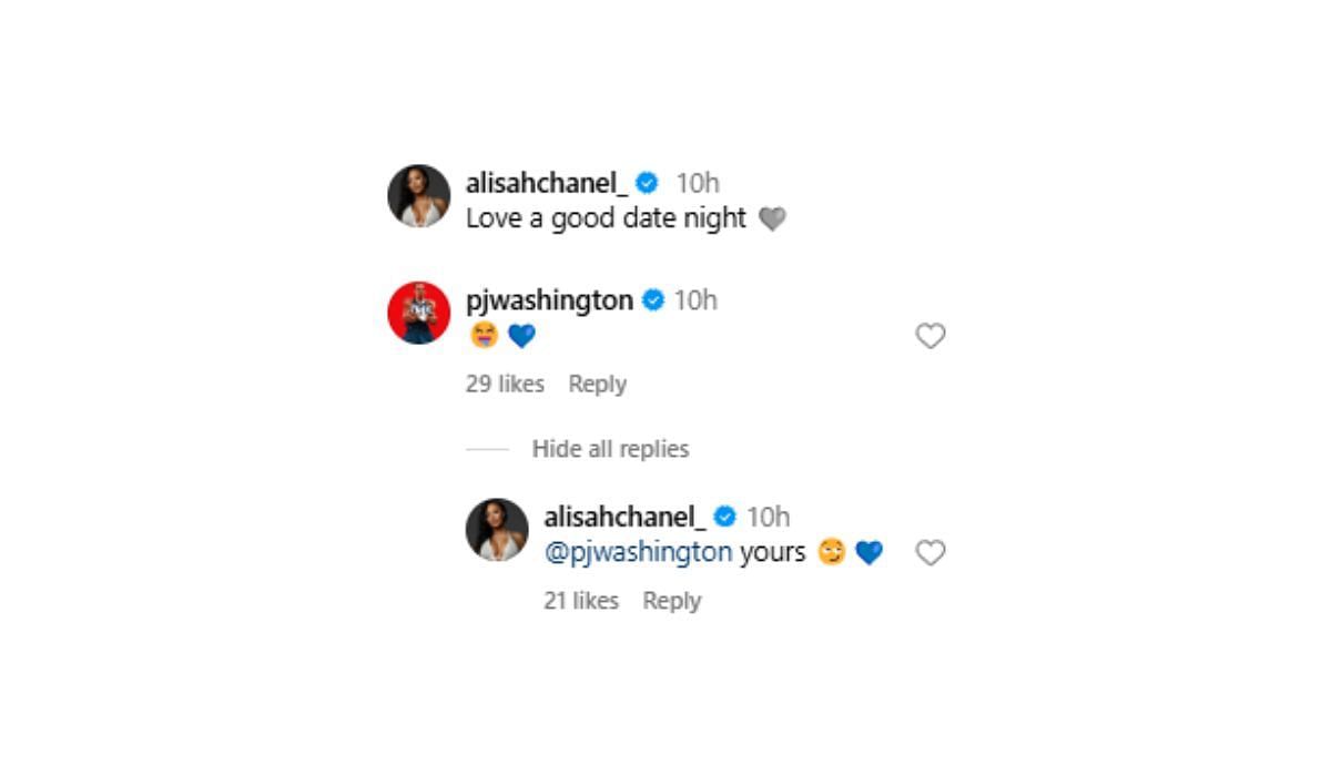 Alisah reverts to P.J Washington&#039;s flirty comment