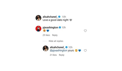 Alisah reverts to P.J Washington's flirty comment