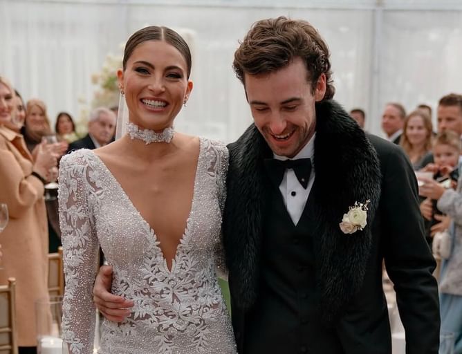 In Photos: Gianna Tulio shines in jaw-dropping beaded gown during wedding to NASCAR’s Ryan Blaney