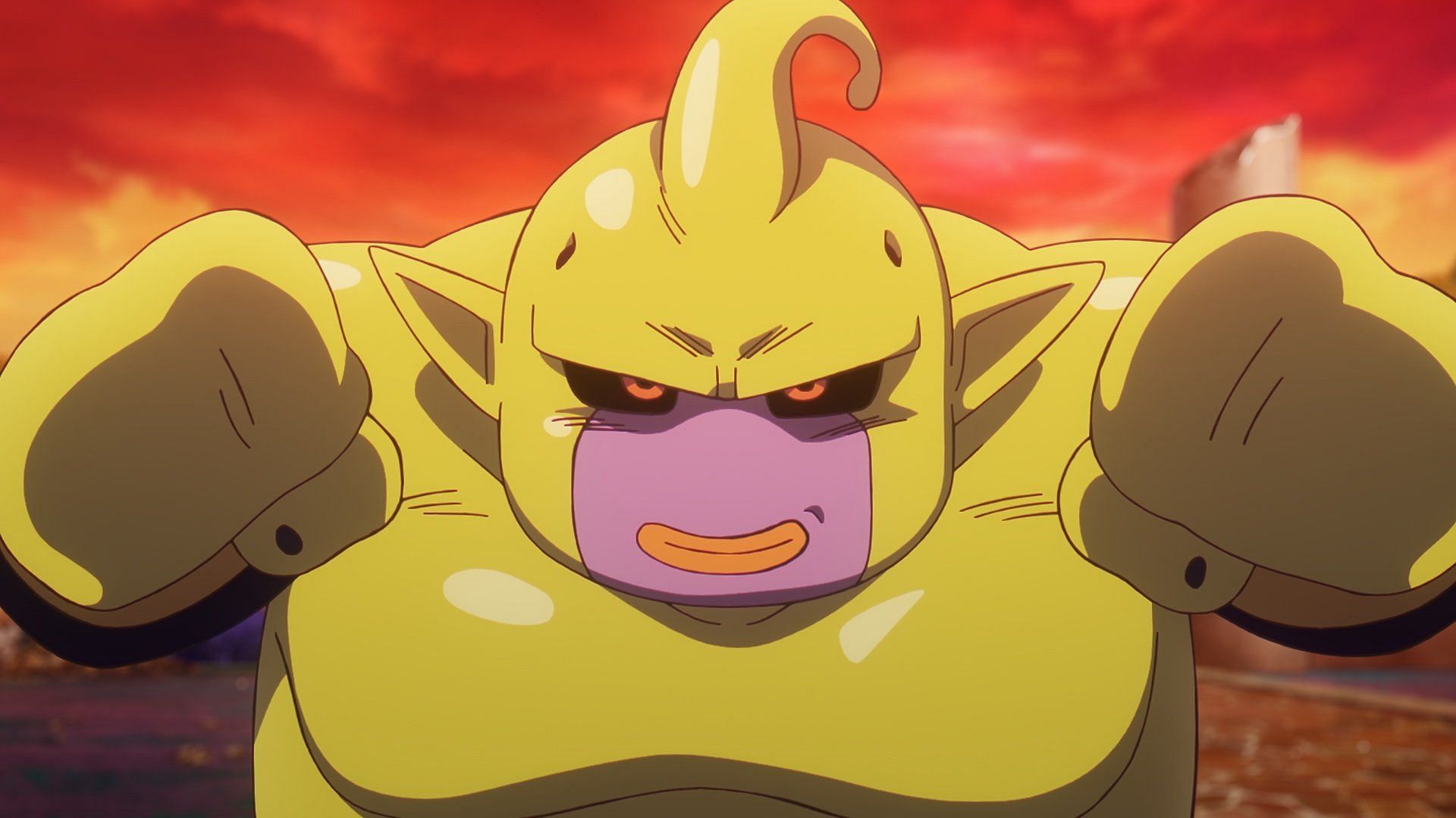 Majin Duu fighting in the most recent episode (Image via Toei Animation).