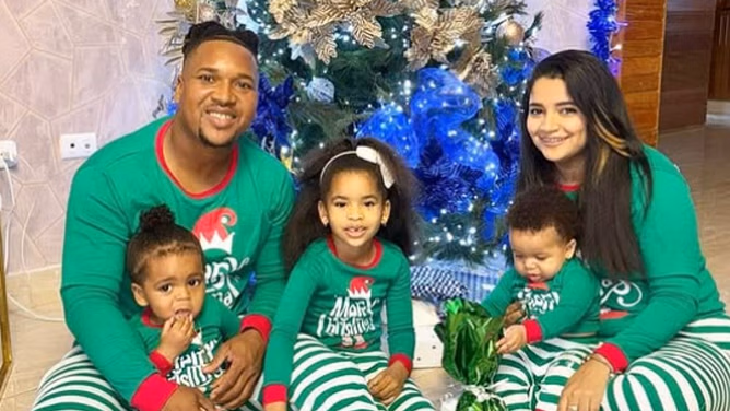 In Pictures: Jose Ramirez's wife Rosedith twins with Guardians star and their 3 kids for Christmas festivities