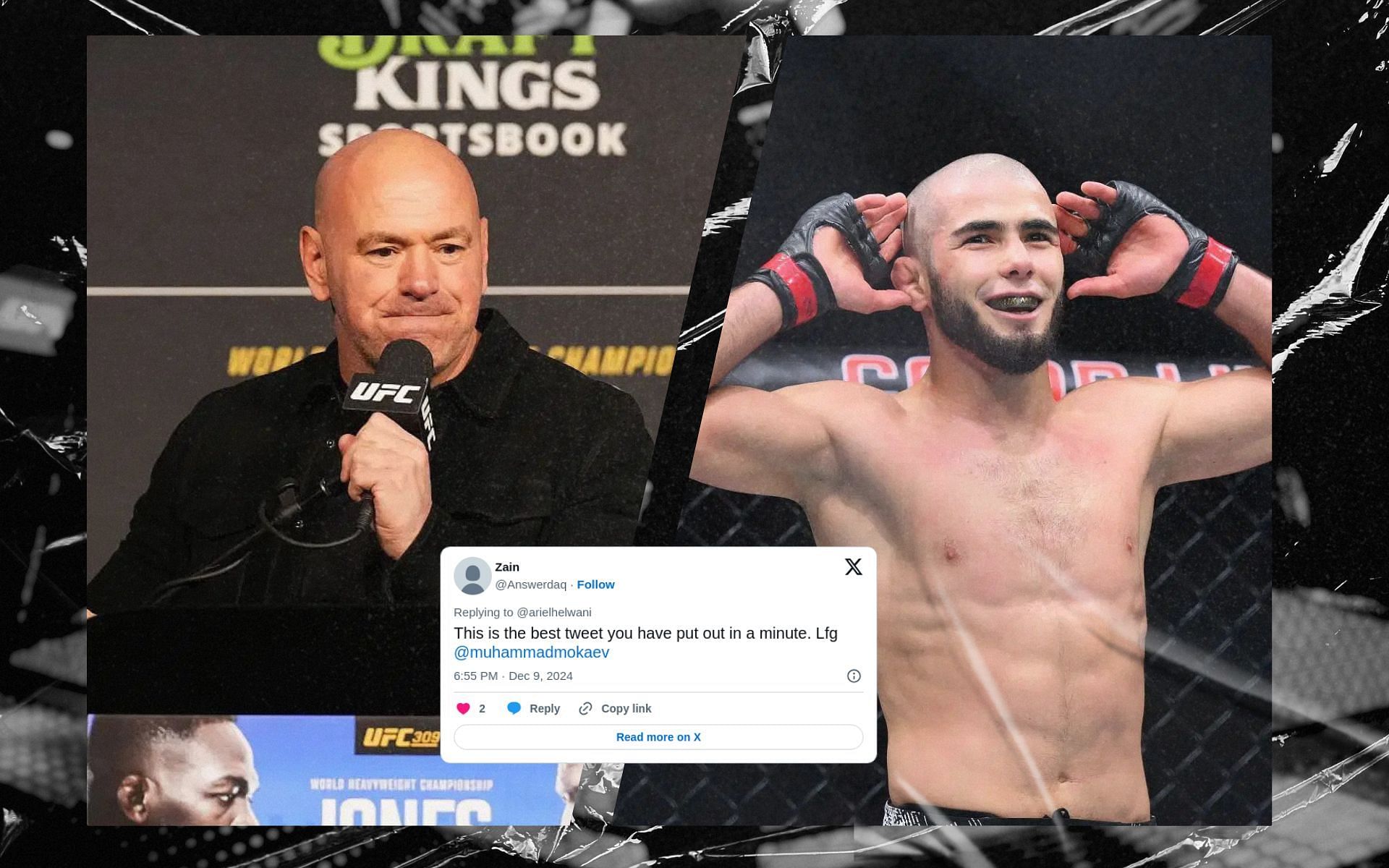 Fans react to suggestions of UFC potentially re-signing Muhammad Mokaev (right). [Images courtesy: Getty Images]