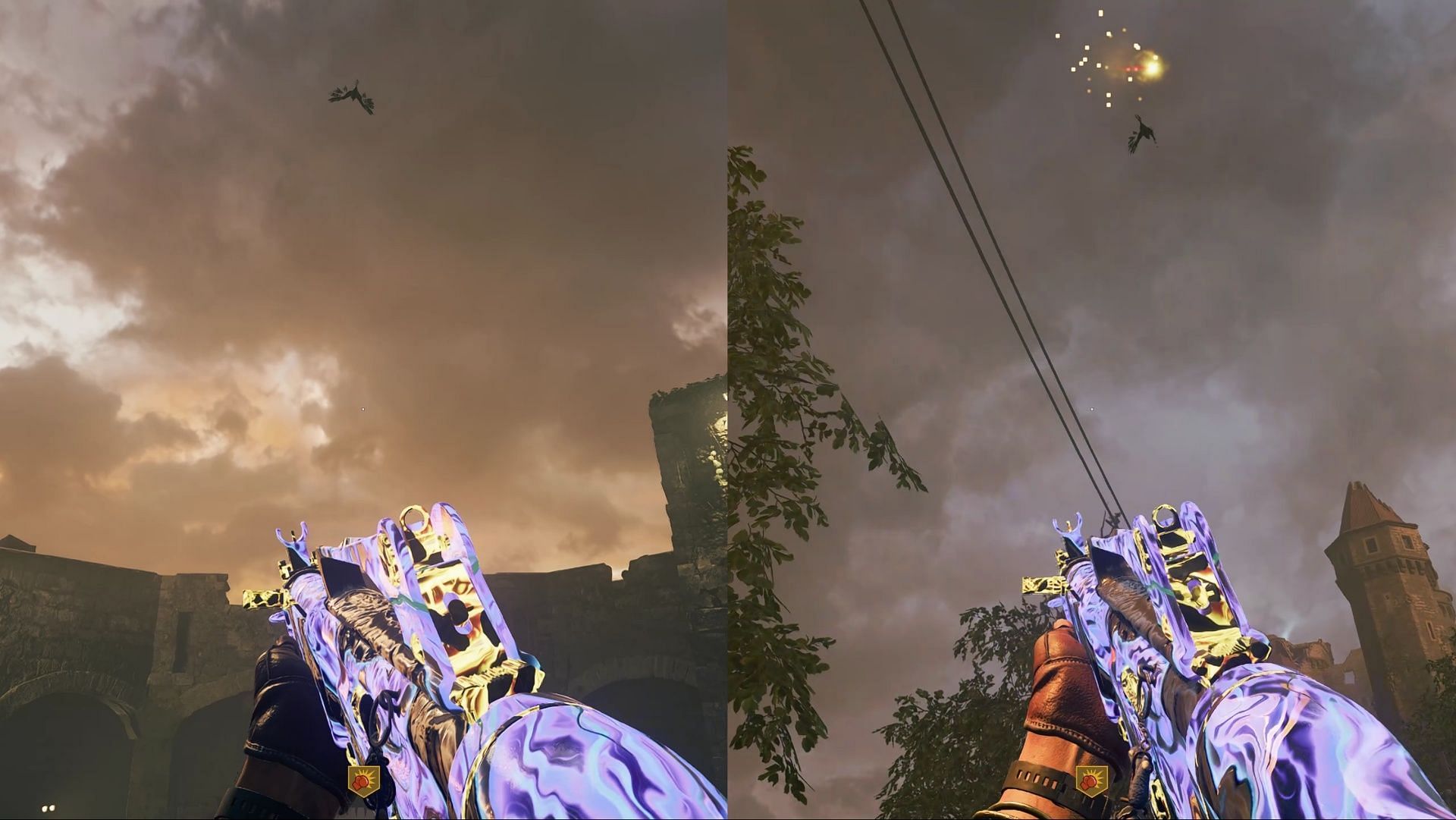 Follow the Raven for 3 minutes and 30 seconds and you will see a red flare (Image via Activision)