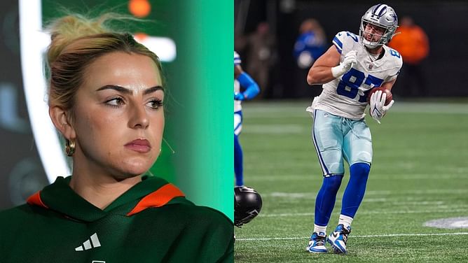 WATCH: Miami’s Haley Cavinder and Cowboys BF Jake Ferguson share romantic moment at Dallas vs. Bengals clash