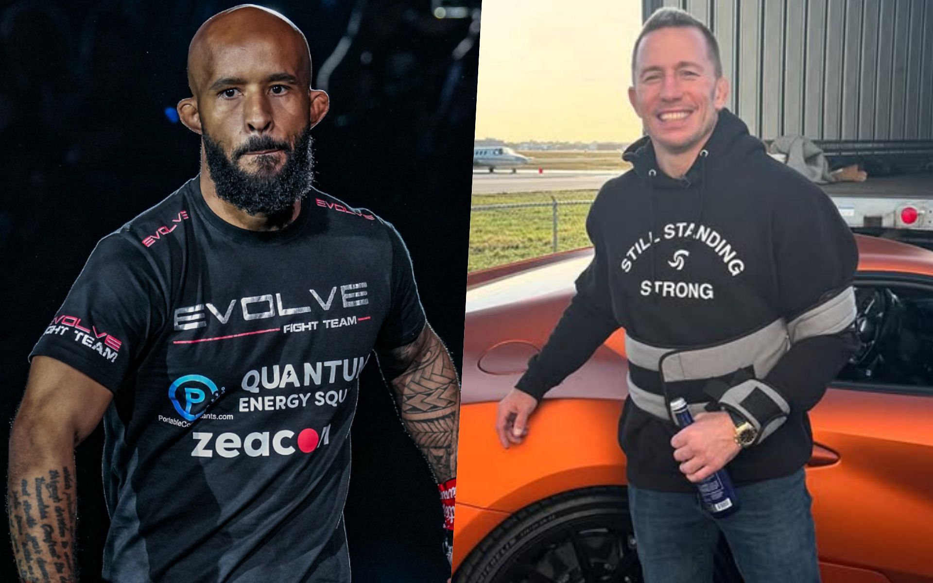 Demetrious Johnson (L) and Georges St-Pierre | Photos from ONE and GSP