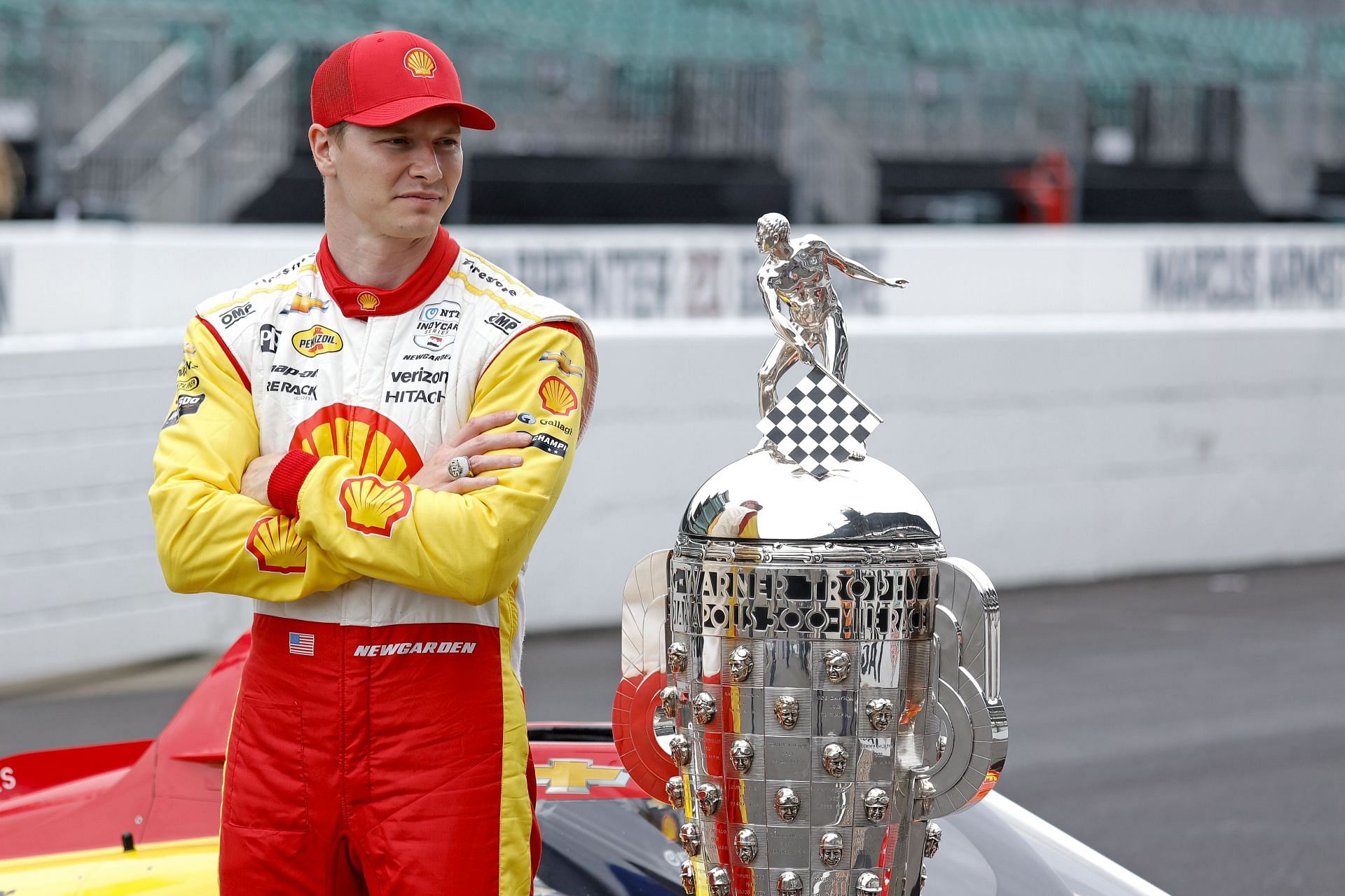 Josef Newgarden with his 2024 Indy 500 winner&#039;s trophy - Source: Getty