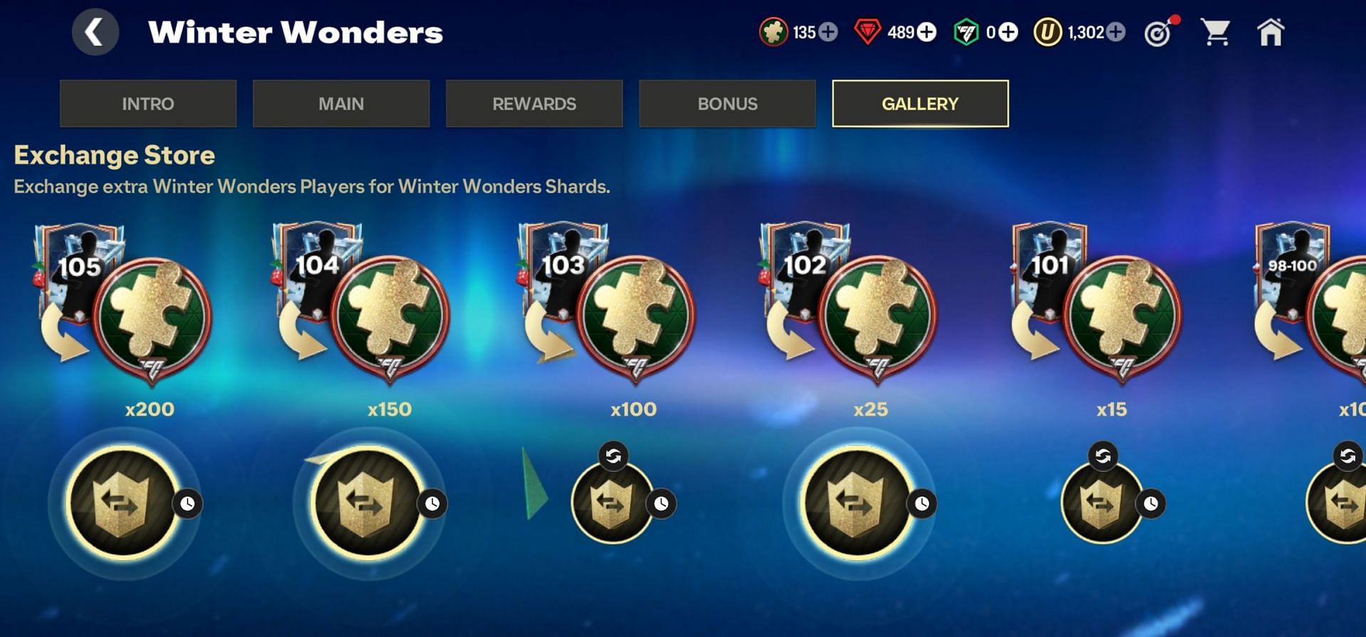 EA FC Mobile Winter Wonders Shards Exchange Store (Image via EA Sports)