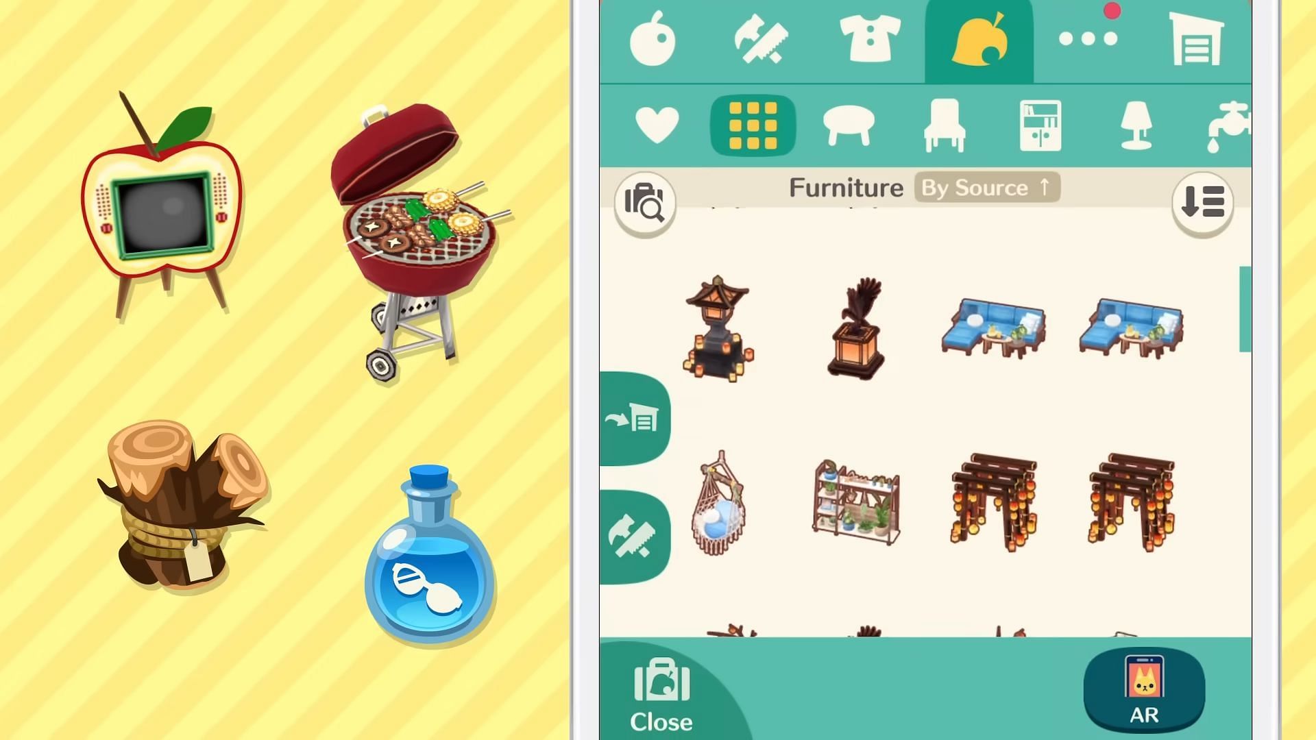 Wood is used for building furniture in Animal Crossing Pocket Camp (Image via Nintendo)