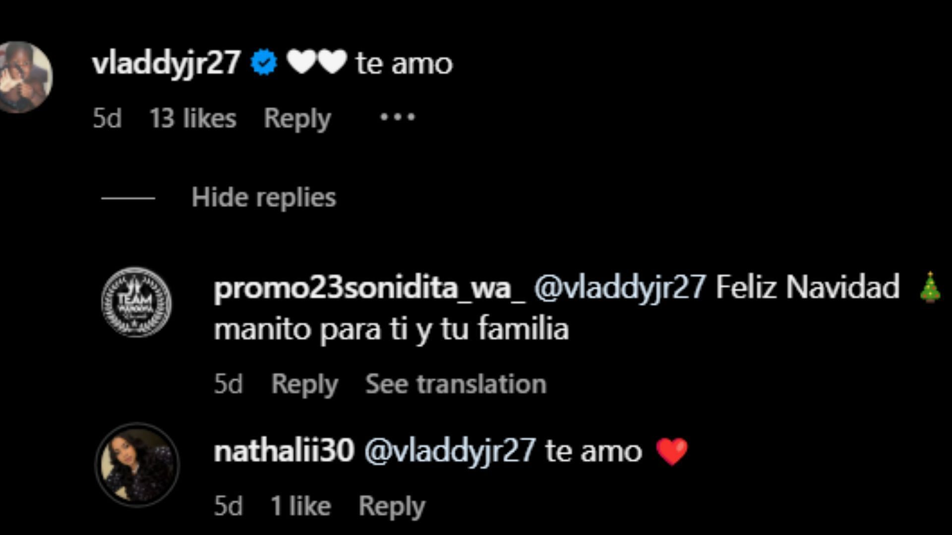 Vladimir Guerrero Jr. and wife Nathalie&#039;s comments