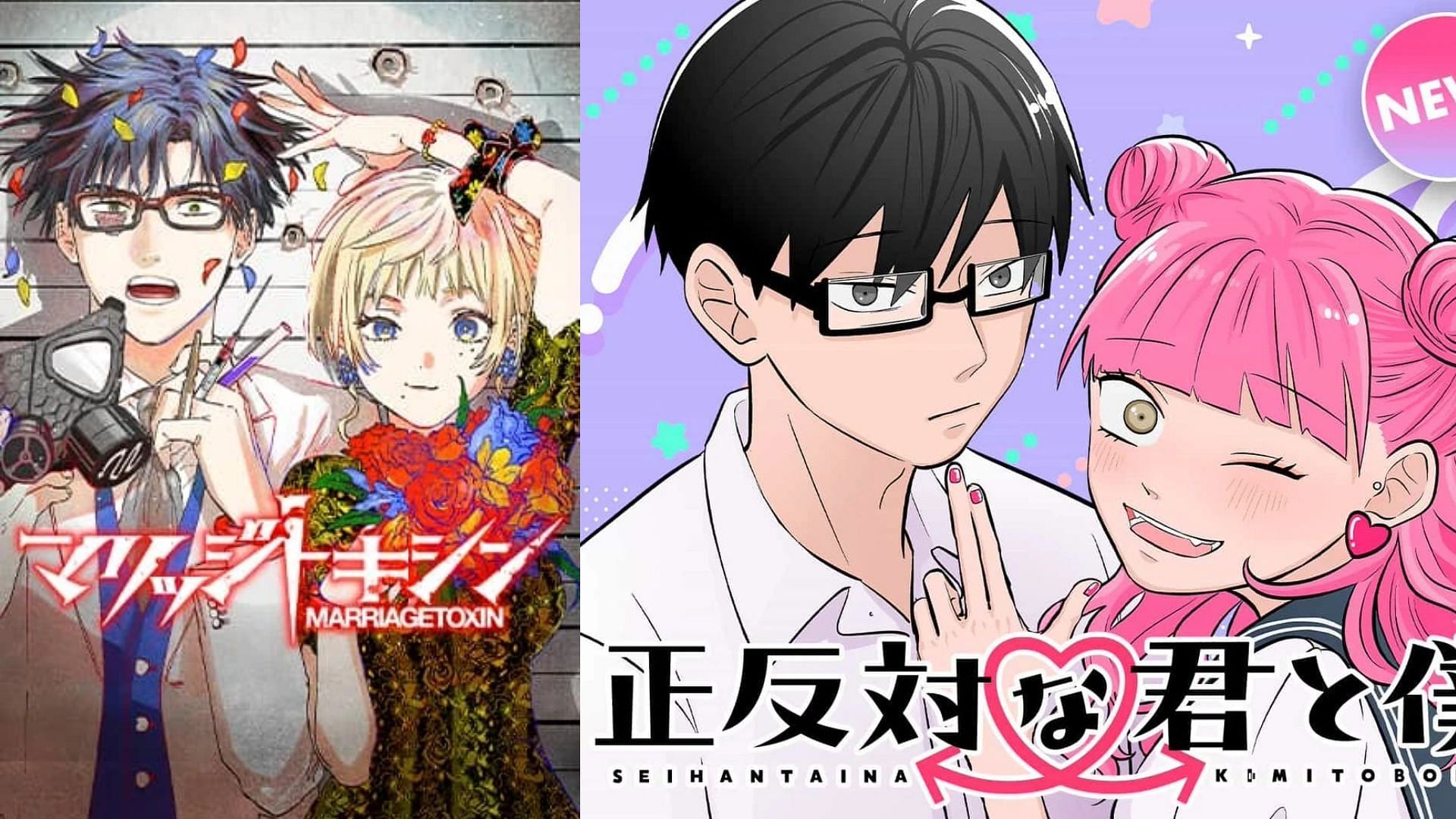 You and I Are Polar Opposites and Marriagetoxin posters (Image via Shueisha)