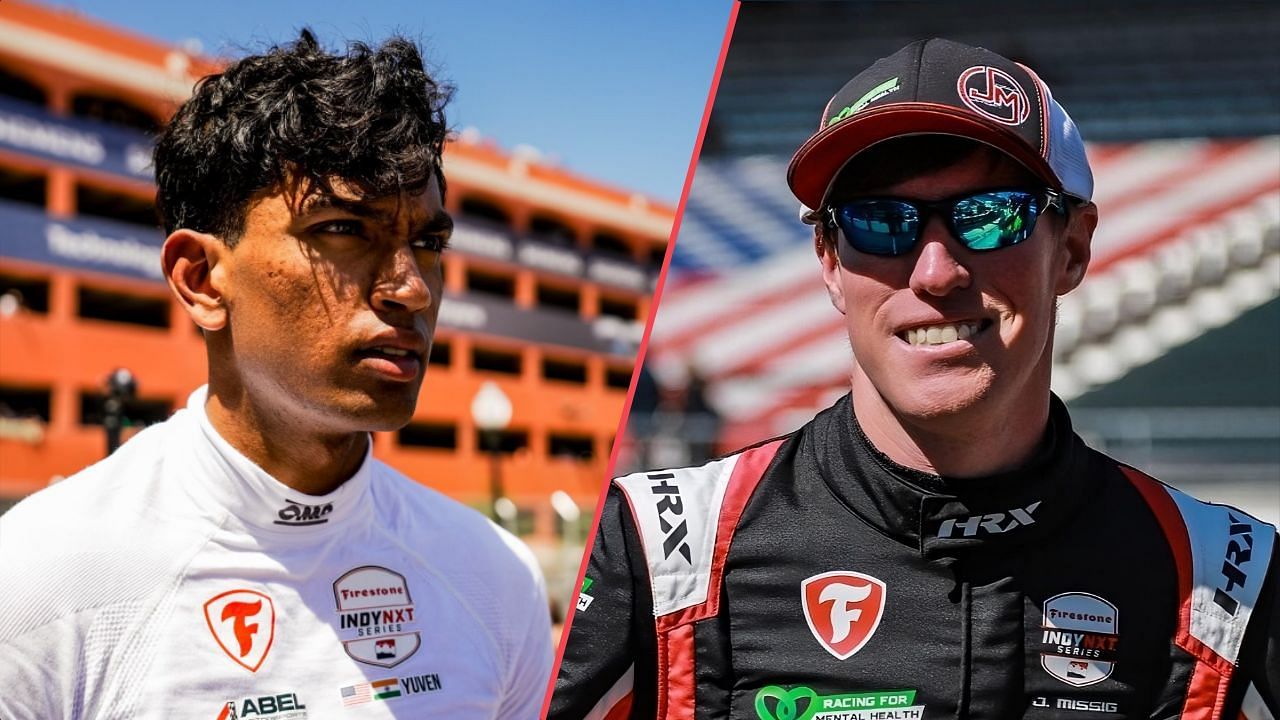 Jordan Missig replaces Yuven Sundaramoorthy at Abel Motorsports for the 2025 Indy NXT season | Image via X (@YuvenRacing) and Instagram (@jordanmissig)