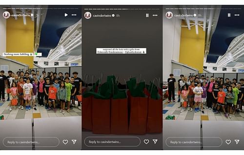Hanna and Haley Cavinder's stories for their Christmas giveback (Image credits: @cavindertwins on Instagram)