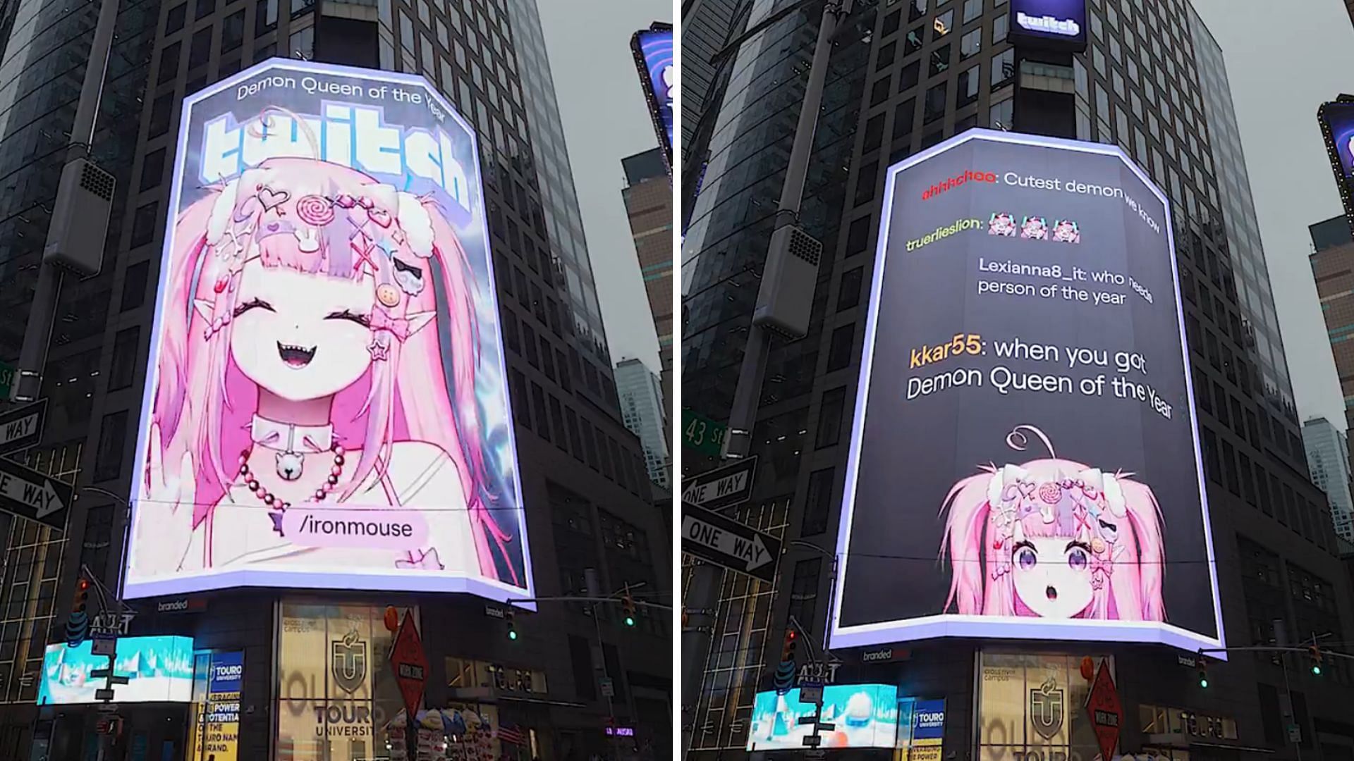 Ironmouse featured on Times Square billboard (Image via @Twitch/X)