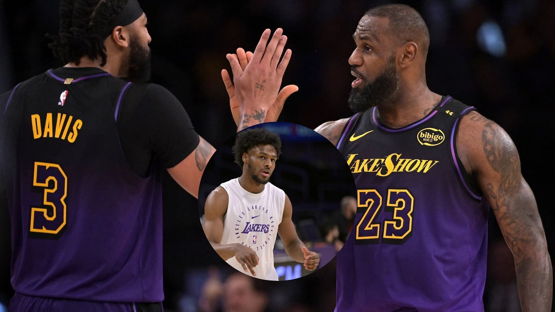 LeBron James laughs as Anthony Davis gives Bronny James the rookie treatment (Photo credits: IMAGN)