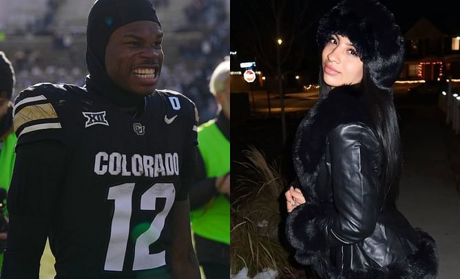 Fiancee Leanna Lenee catches Travis Hunter basking in his glory on New York Time Square