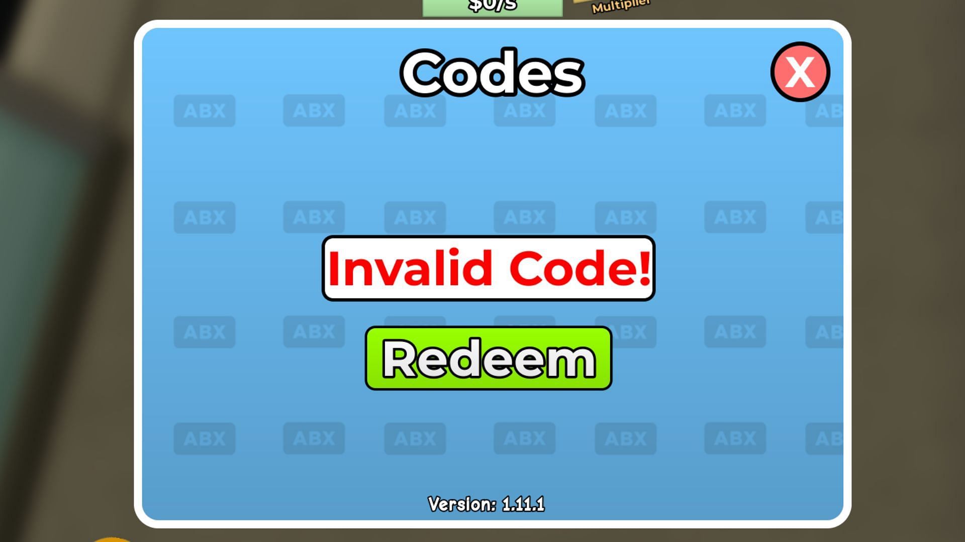 Smoothie Factory Tycoon invalid code issue (Image via Roblox)