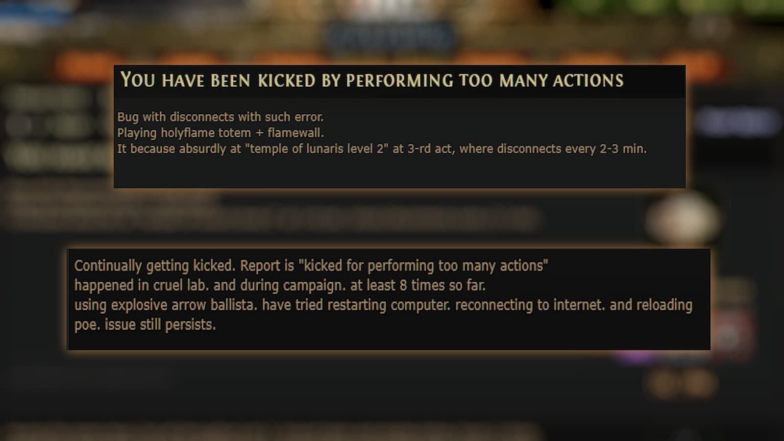 This is a known bug in the prequel (Image via GGG/Path of Exile Forum)