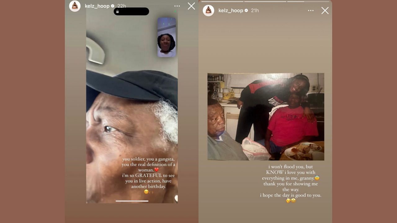 Mitchell&#039;s Instagram Story message to her grandmother - images via IG/@kelz_hoop