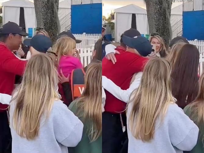 WATCH: Tiger Woods and ex-wife Elin Nordegren share a heartfelt embrace at the PNC Championship