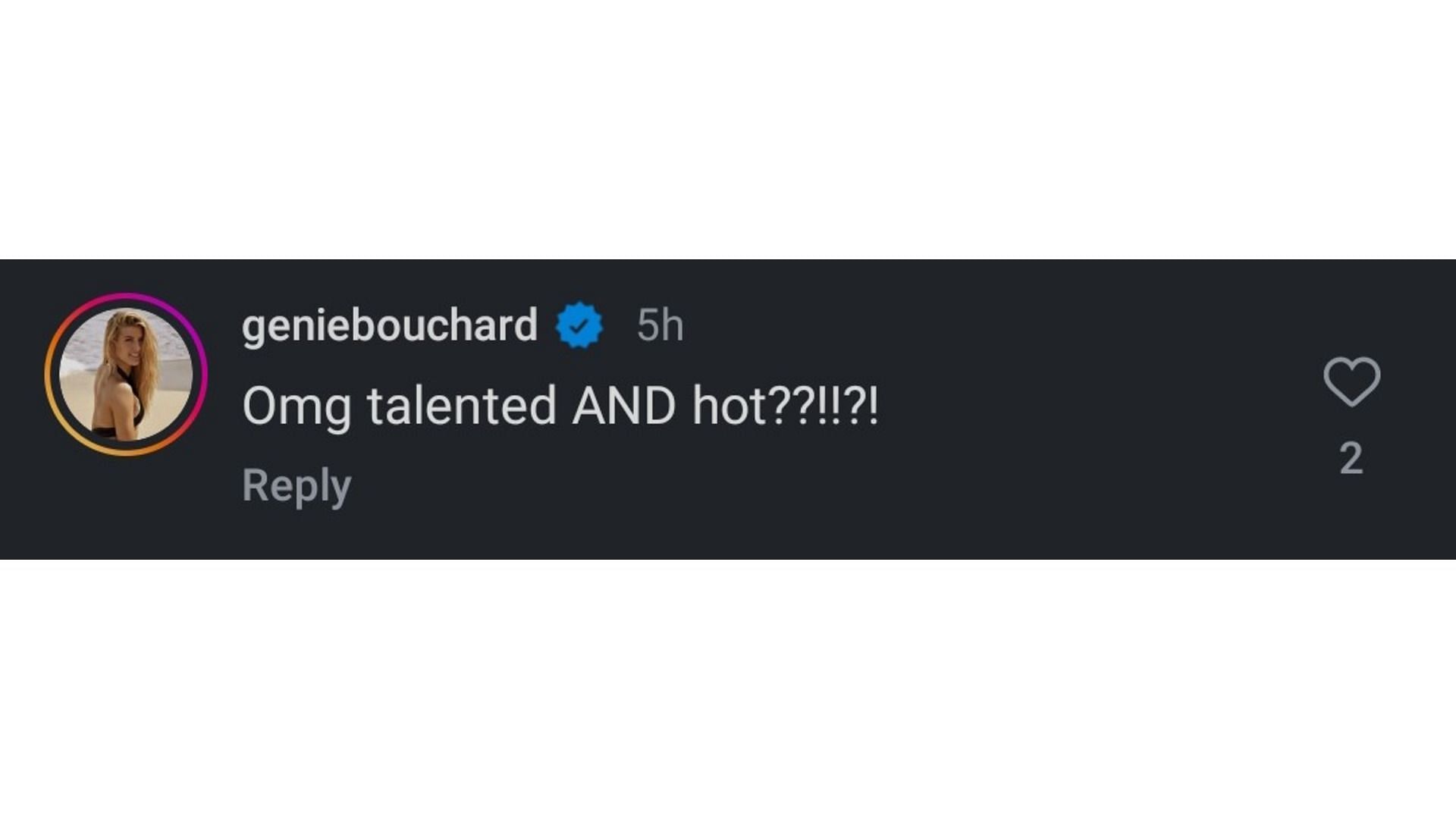 Bouchard&#039;s comment on Thomas&#039; post (Image via: Thomas Instagram)