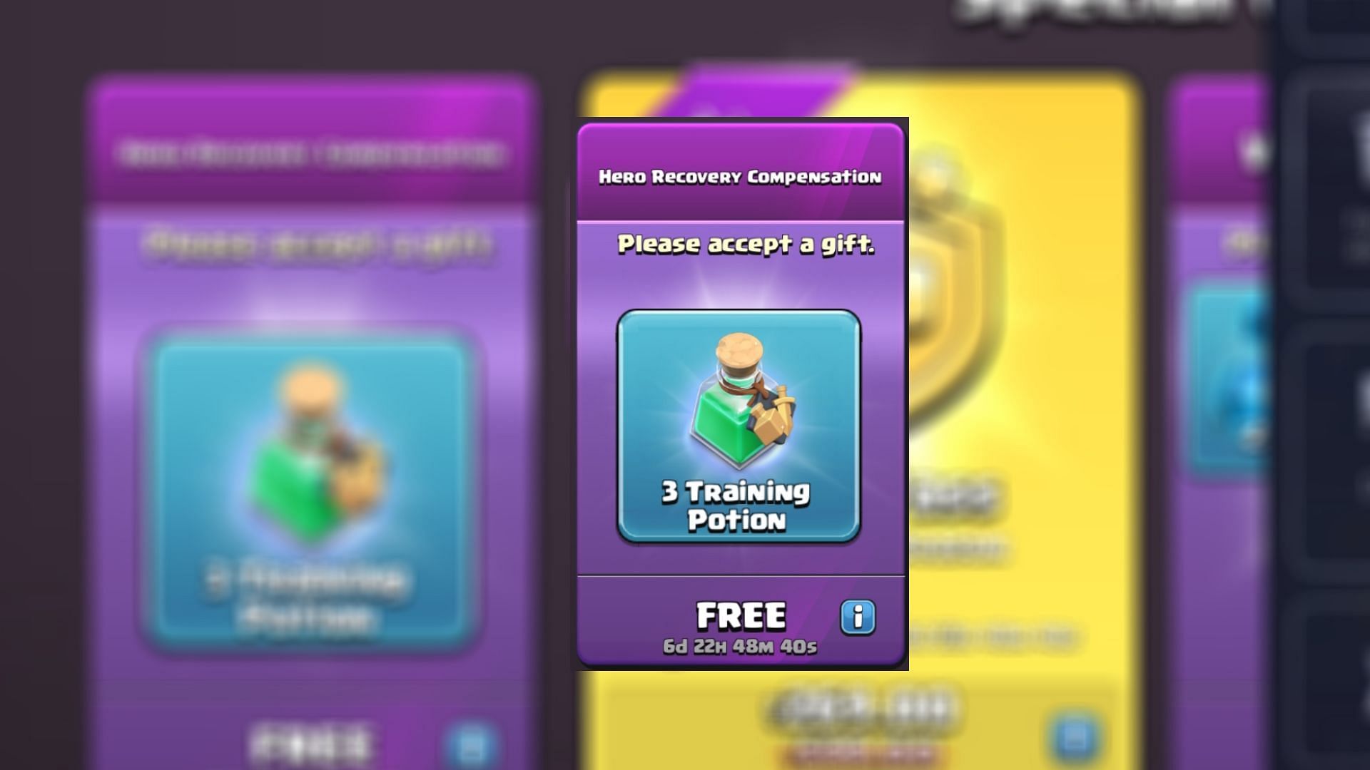 Clash of Clans gives away free Training Potions as compensation (Image via Supercell)