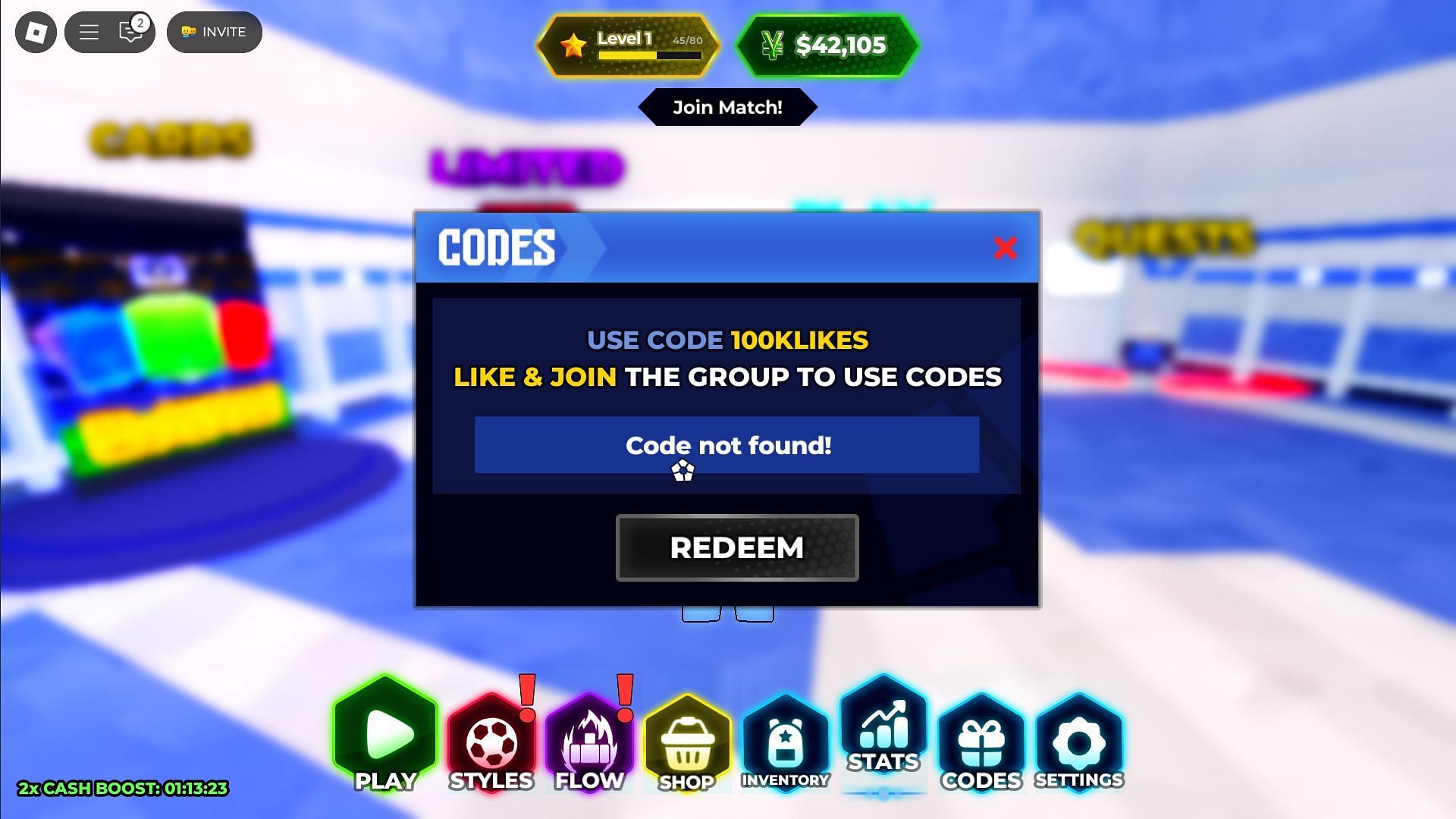 Avoid typos while entering codes (Image via Roblox)