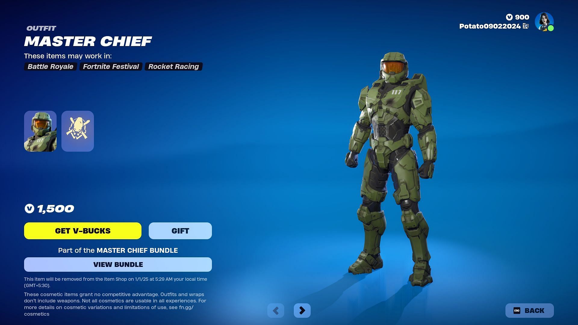 Master Chief will be listed until January 1, 2025 (Image via Epic Games)