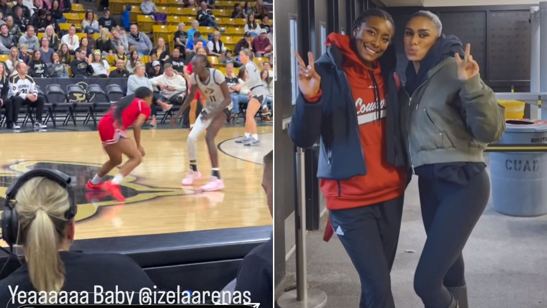 Laura Govan watches her daughter Izela Arenas play in Louisville&#039;s game against Colorado. Source: Instagram/@lauramgovan