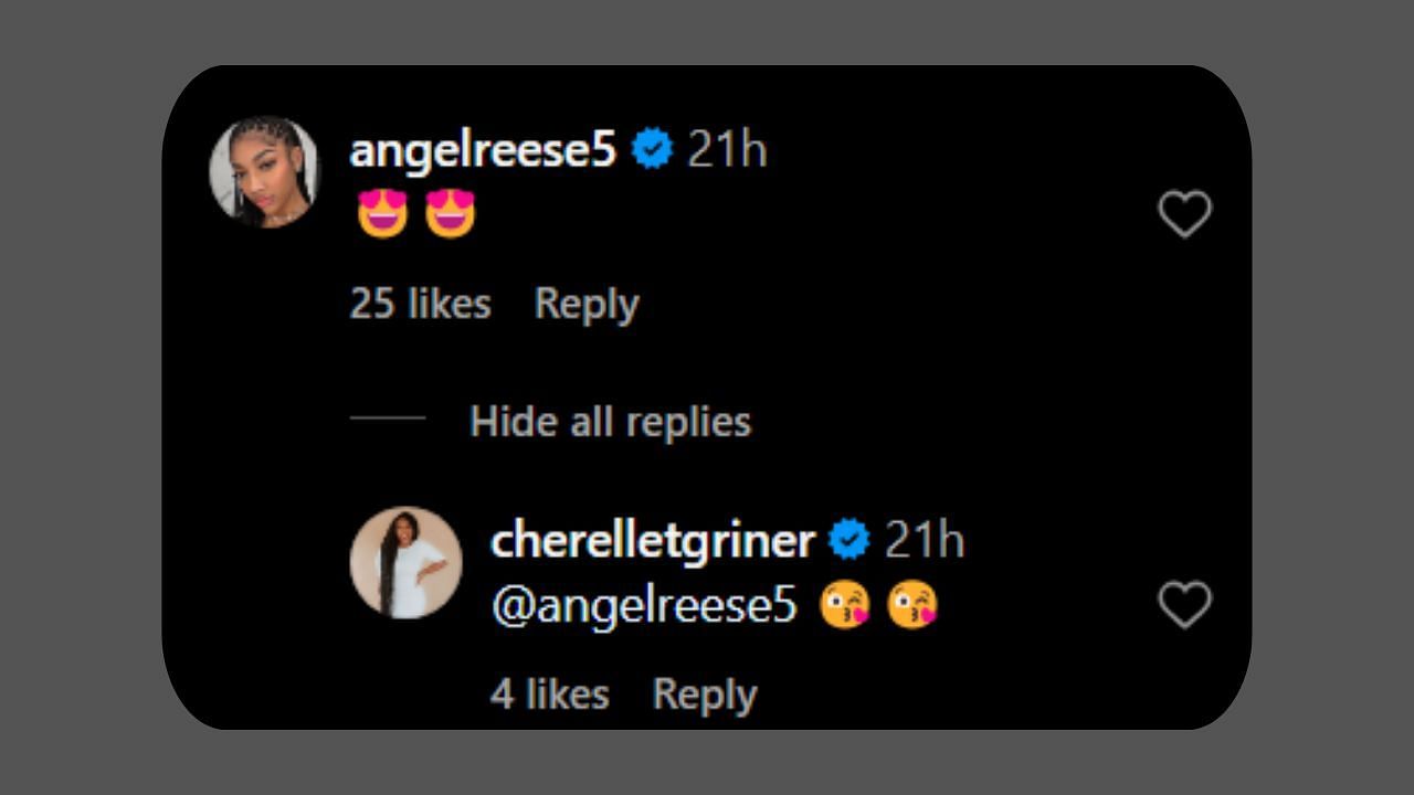 Angel Reese comments on Cherelle&#039;s post. (Credits: @cherelletgriner/Instagram)