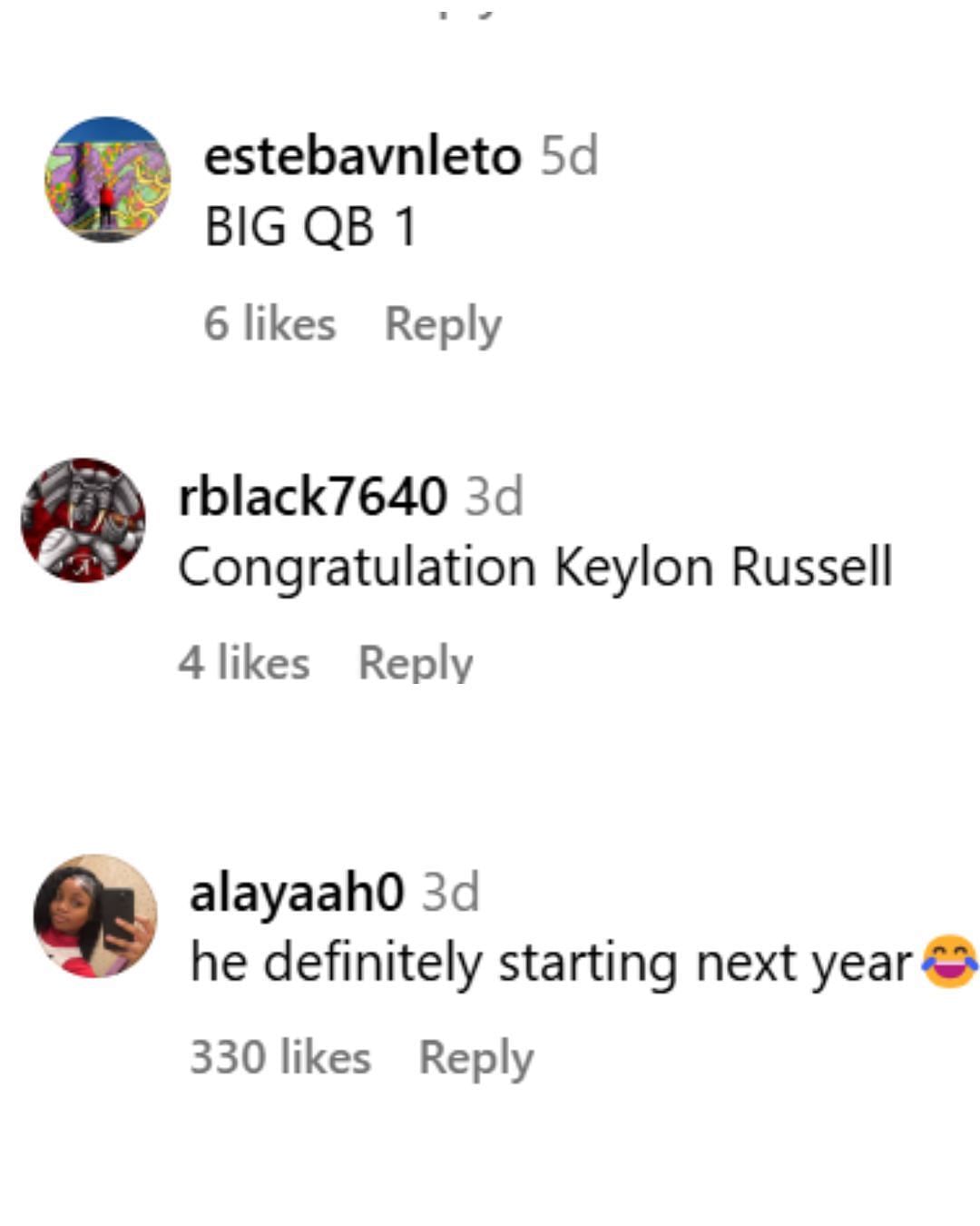 Fans express their delight at Russell&#039;s Maxwell POY award via Instagram/@alabamafblll