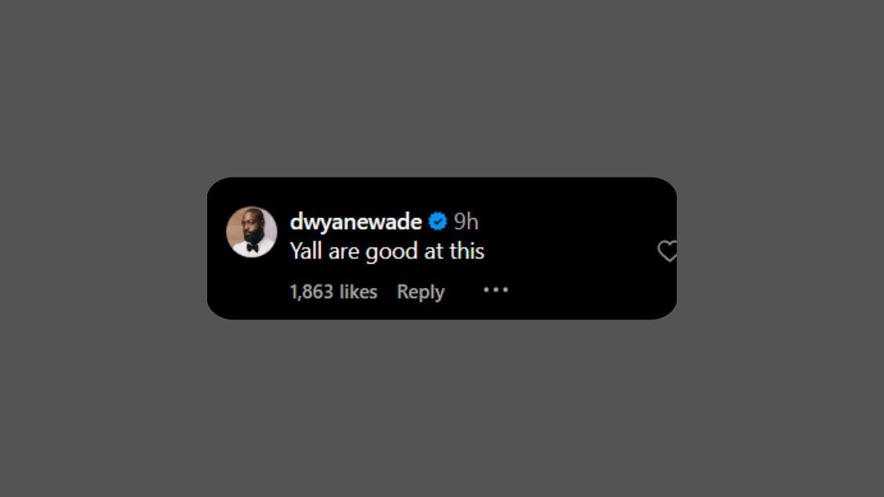 Dwyane Wade comments on the Miami Heat&#039;s IG post. (Credits: @miamiheat/Instagram)