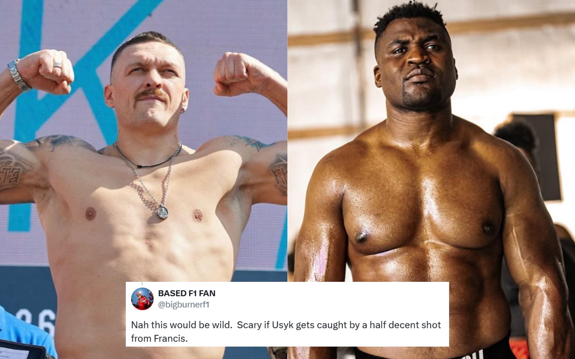 Oleksandr Usyk (left) seems interested in a crossover boxing match against Francis Ngannou (right). [Images courtesy: @usykaa and @francisngannou on Instagram]