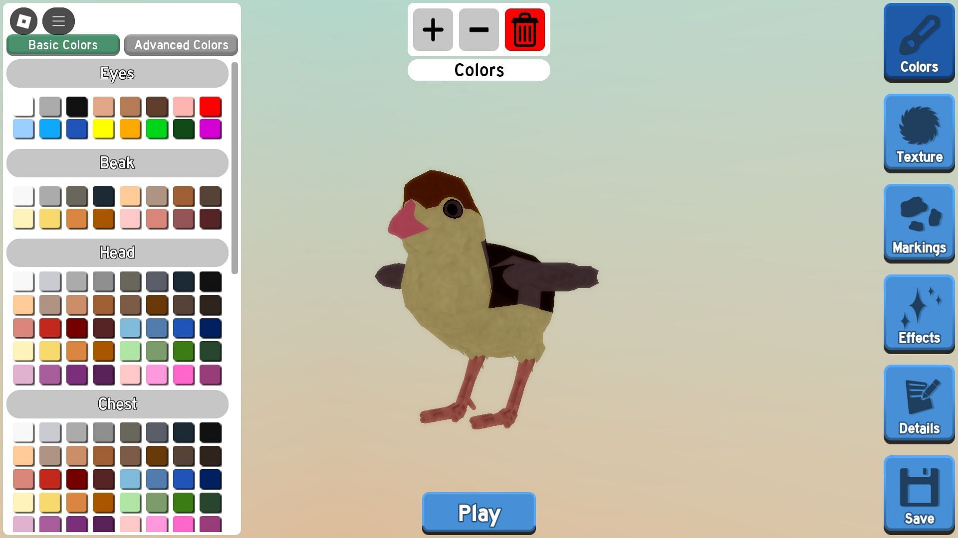 Customizing the Partridge (Image via Roblox)