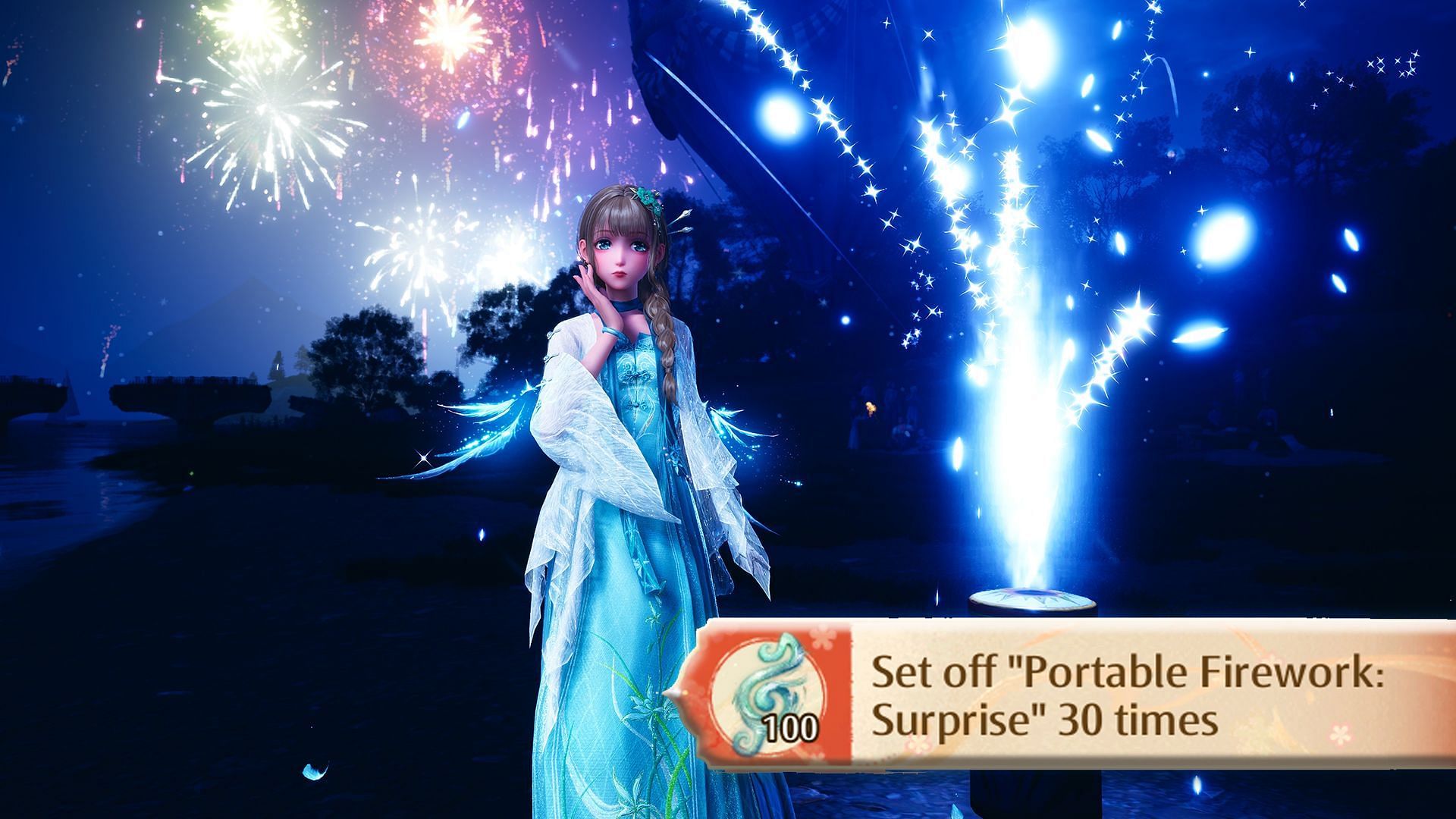 Guide on setting off 30 Portable Fireworks in the Strings of Time event (Image via Infold Games)