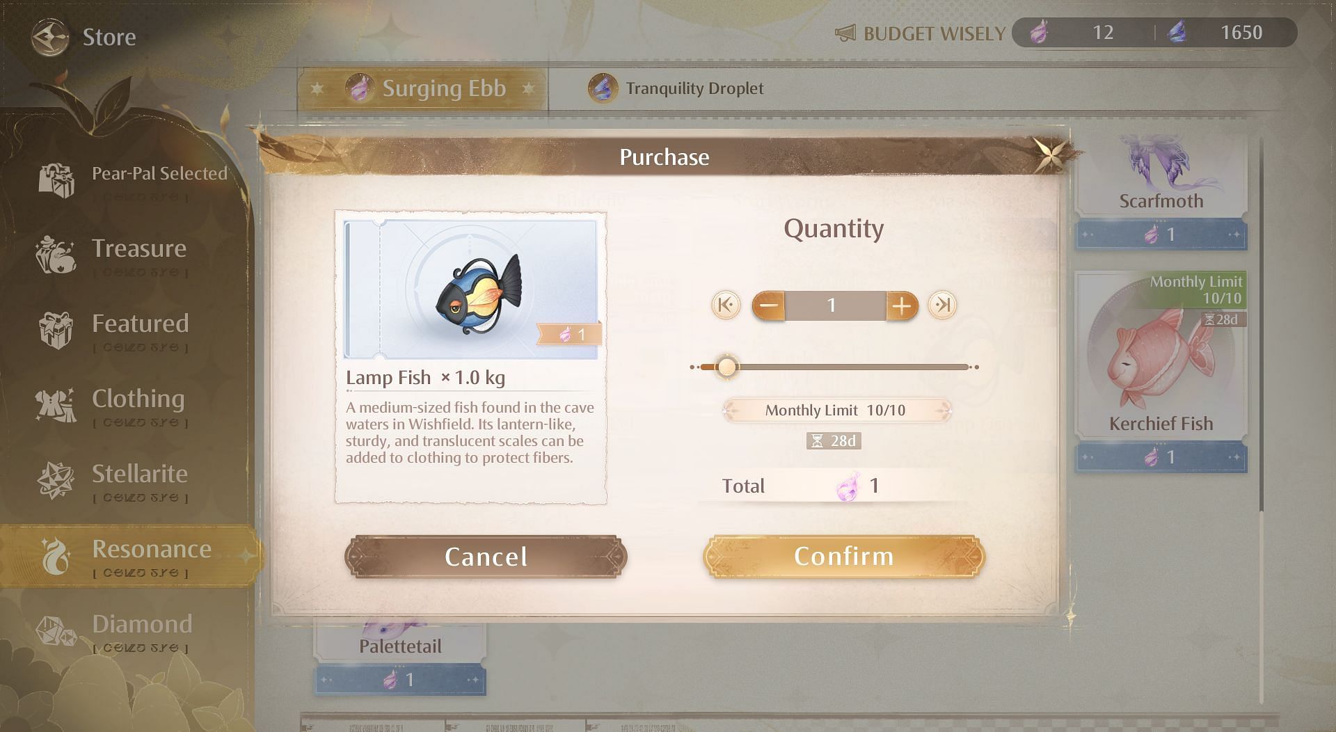 You can buy Lamp Fish from the Resonance Store (Image via Infold Games)