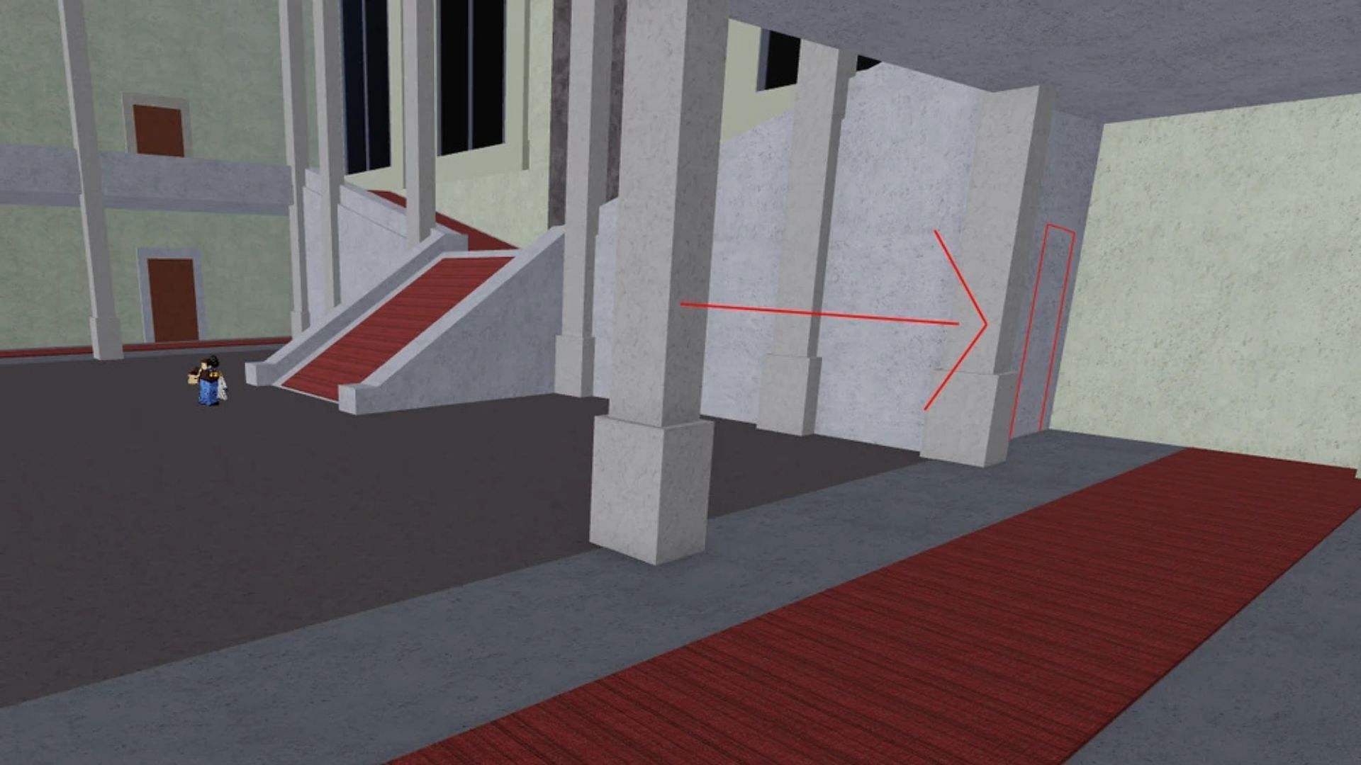 Go to the other side of the marked wall to get the Rengoku sword (Image via Roblox)