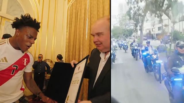 IShowSpeed got a police escort after being proclaimed the Mayor of Lima for one hour (Image via IShowSpeed/YouTube)