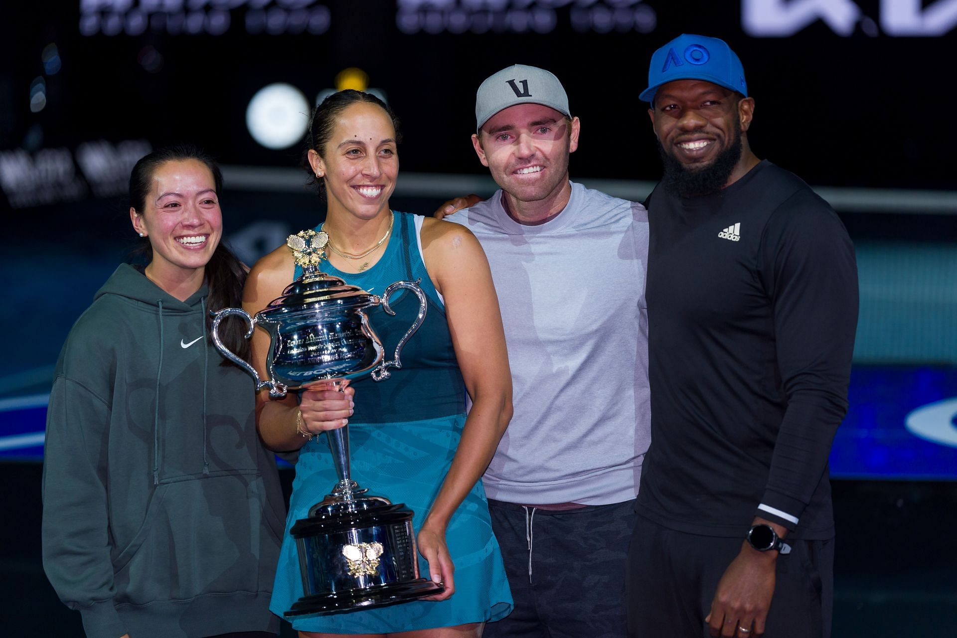 Madison Keys with her husband Bjorn Fratangelo and coaching team - Source: Getty