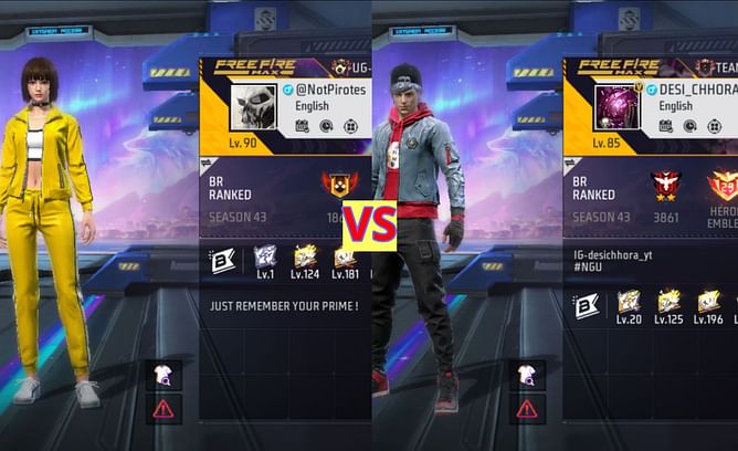 Ungraduate Gamer vs Desi Chhora YT: किसके Free Fire MAX में बेहतर स्टैट्स हैं?
