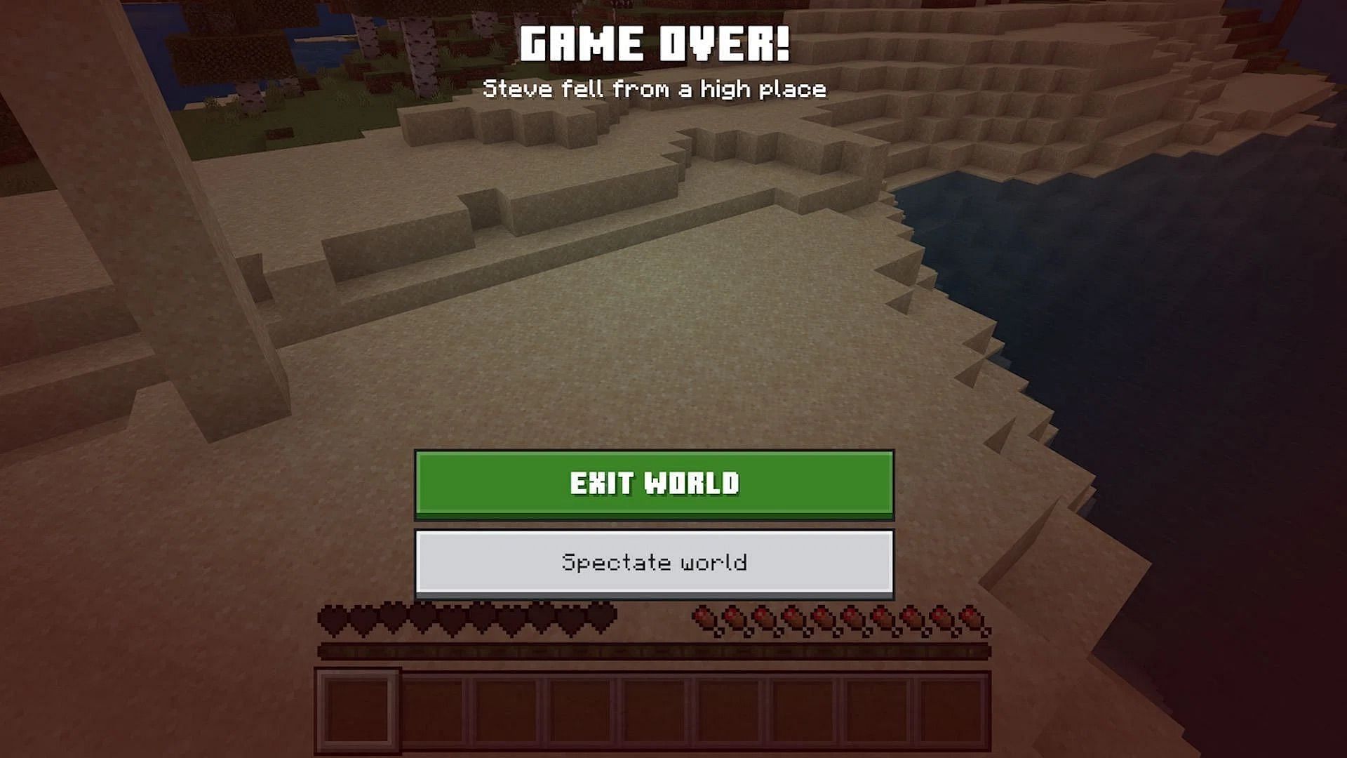 The buggy state of hardcore mode in the Bedrock Edition (Image via Mojang Studios)