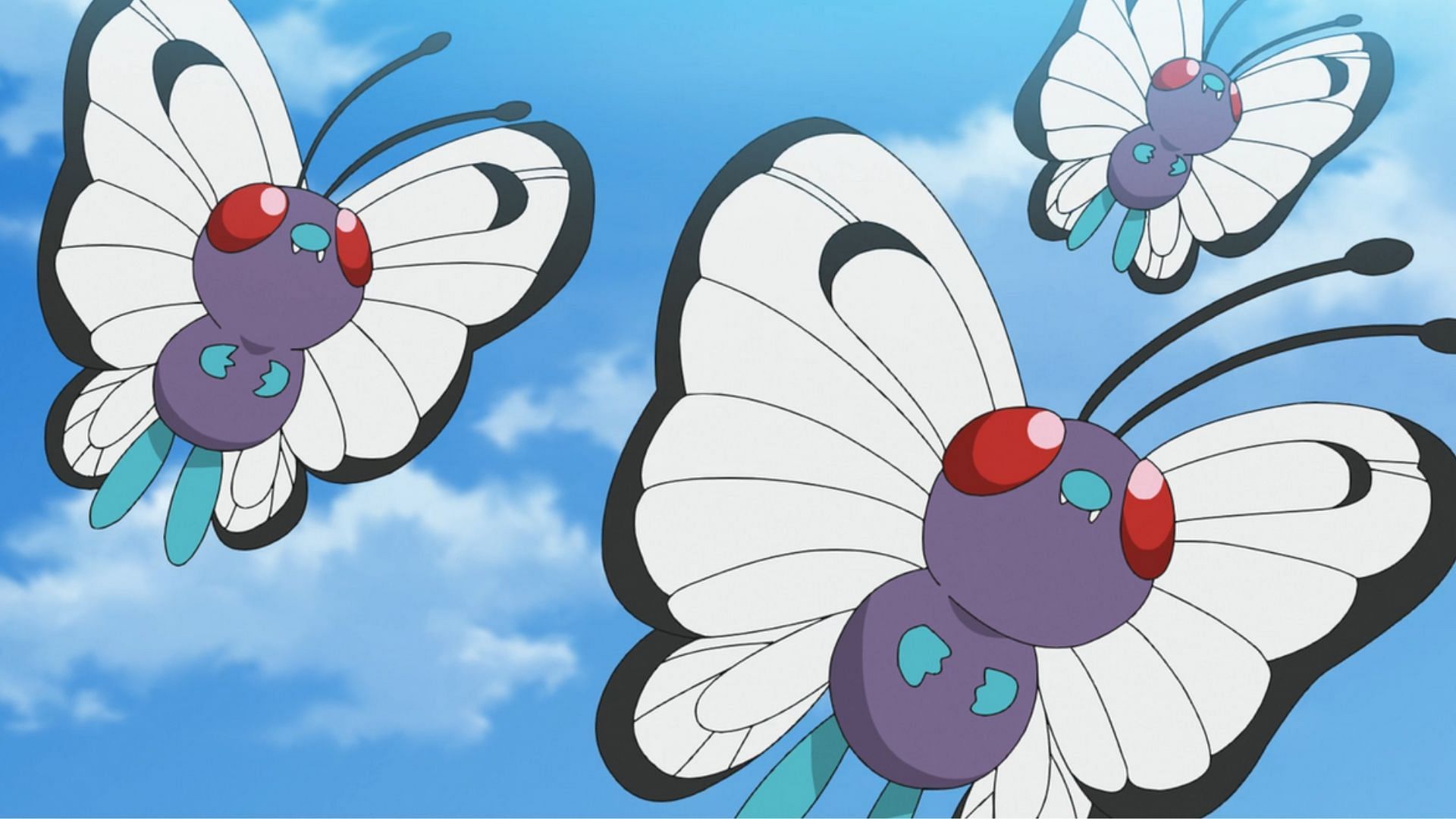 A kaleidoscope of Butterfree in the anime (Image via The Pokemon Company)