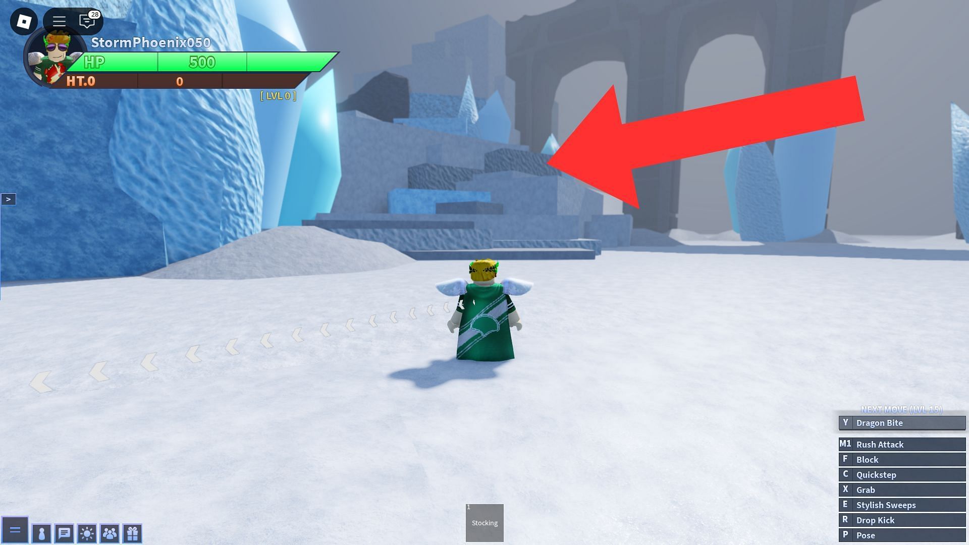 Start climbing the mountain as soon as you reach here (Image via Roblox)