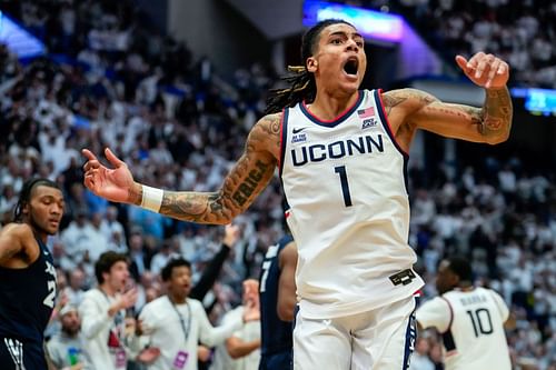 Ball (#1) of the UConn Huskies reacts during the second half of their NCAA basketball game against the Xavier Musketeers at the XL Center on December 18, 2024. Photo: Getty