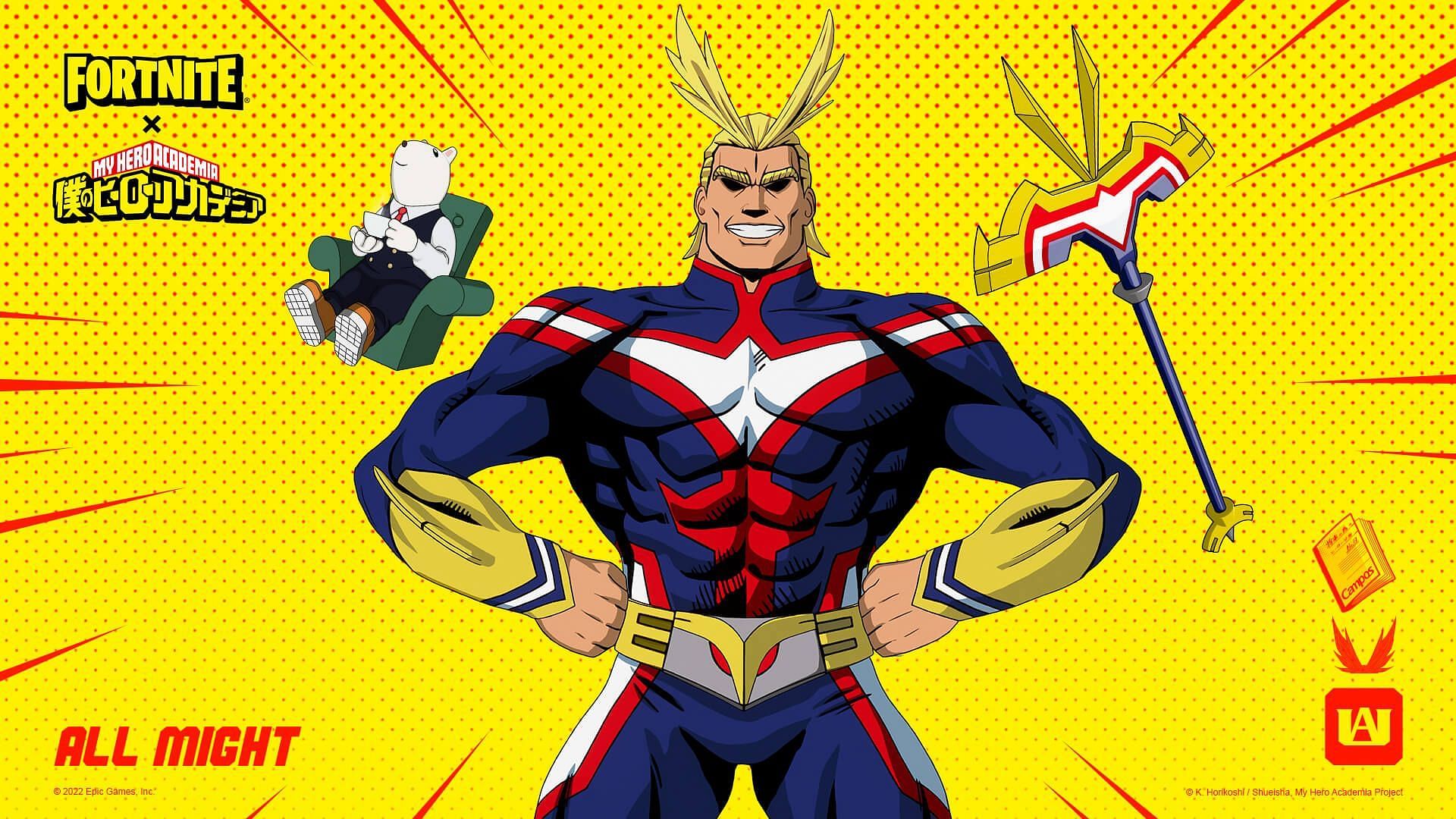 The All Might (My Hero Academia) skin is now in Fortnite (Image via Epic Games)