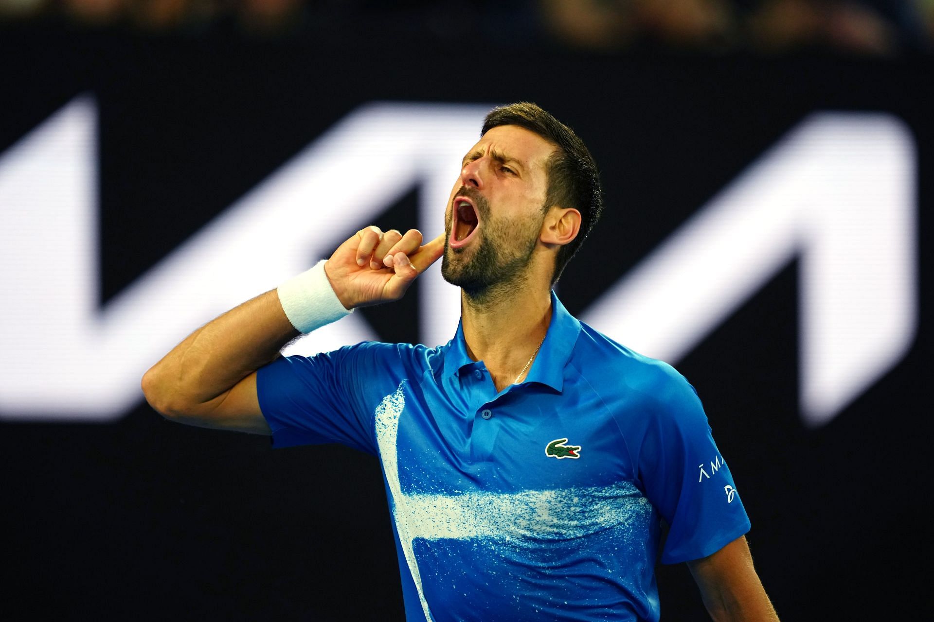 The Serb celebrating a point against Basavareddy - Source: Getty