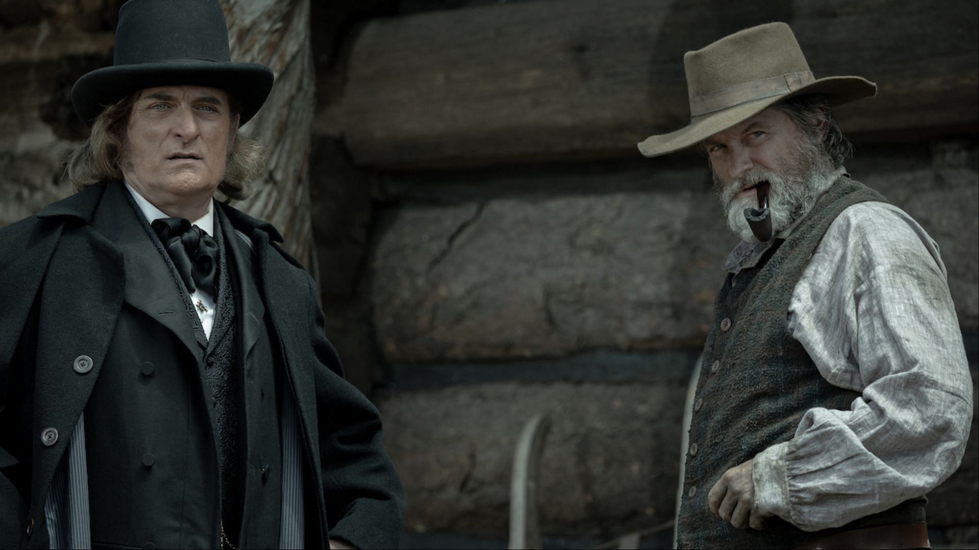 Kim Coates as Brigham Young and Shea Whigham as Jim Bridger ( via Matt Kennedy/Netflix Tudum)