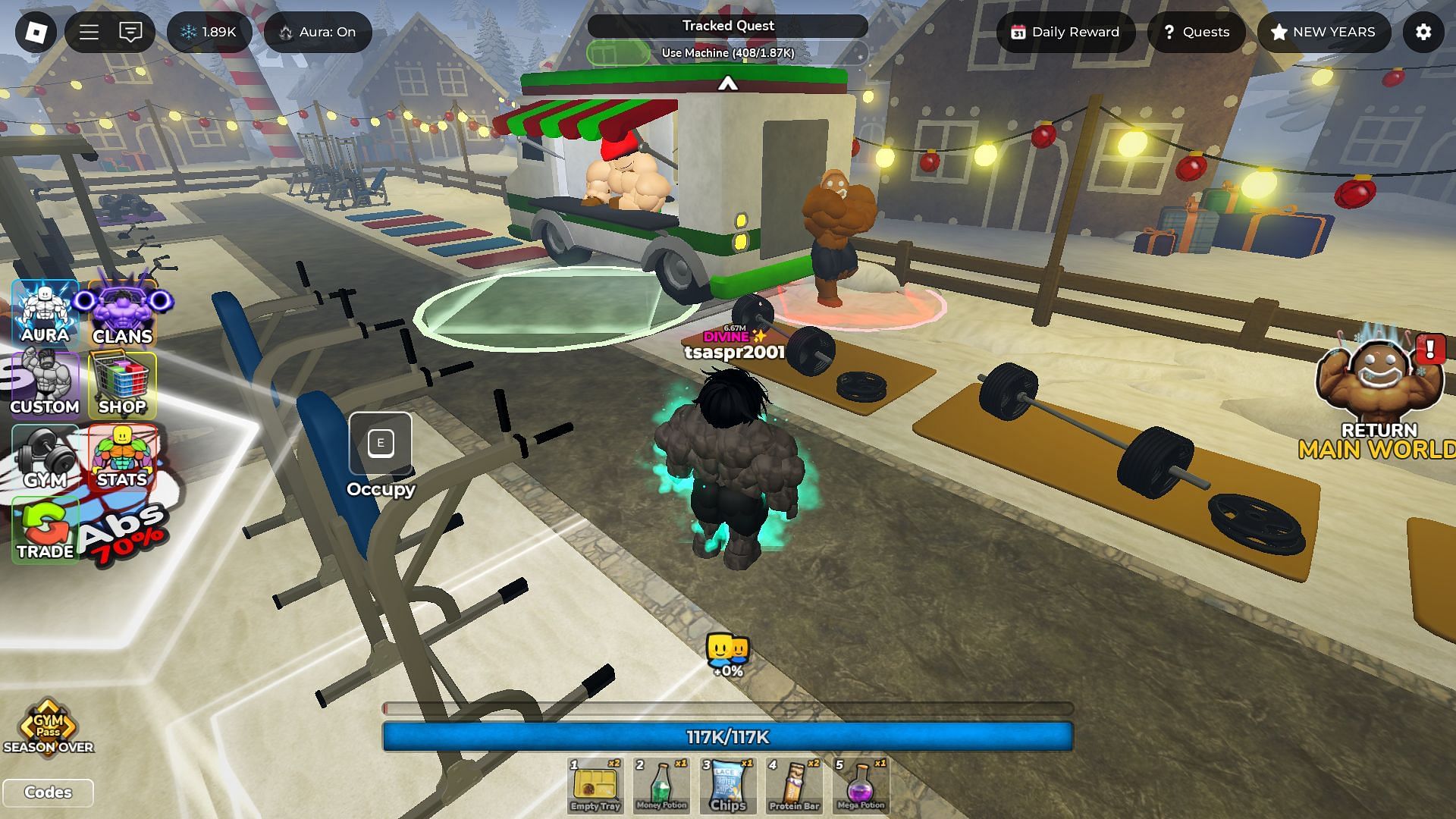 Use Snowflakes to get new power-ups and gear (Image via Roblox)